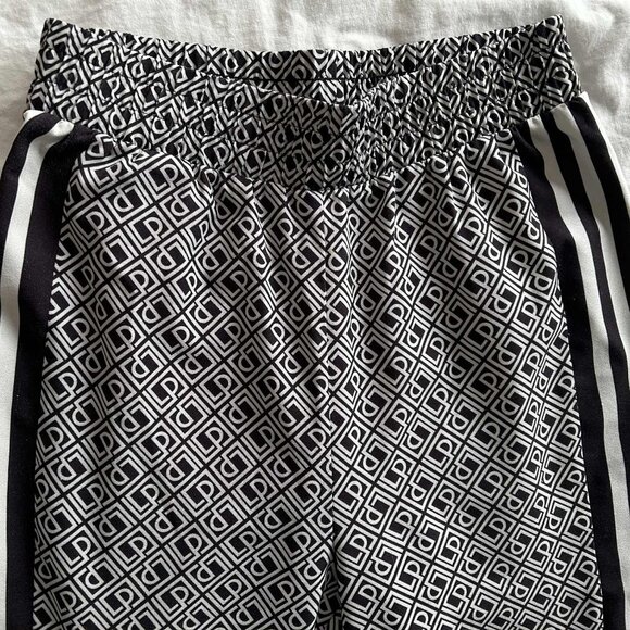 Lança Perfume Monogram Black & White Stretch Crepe Side-Stripe Track Pants – S - Picture 3 of 8